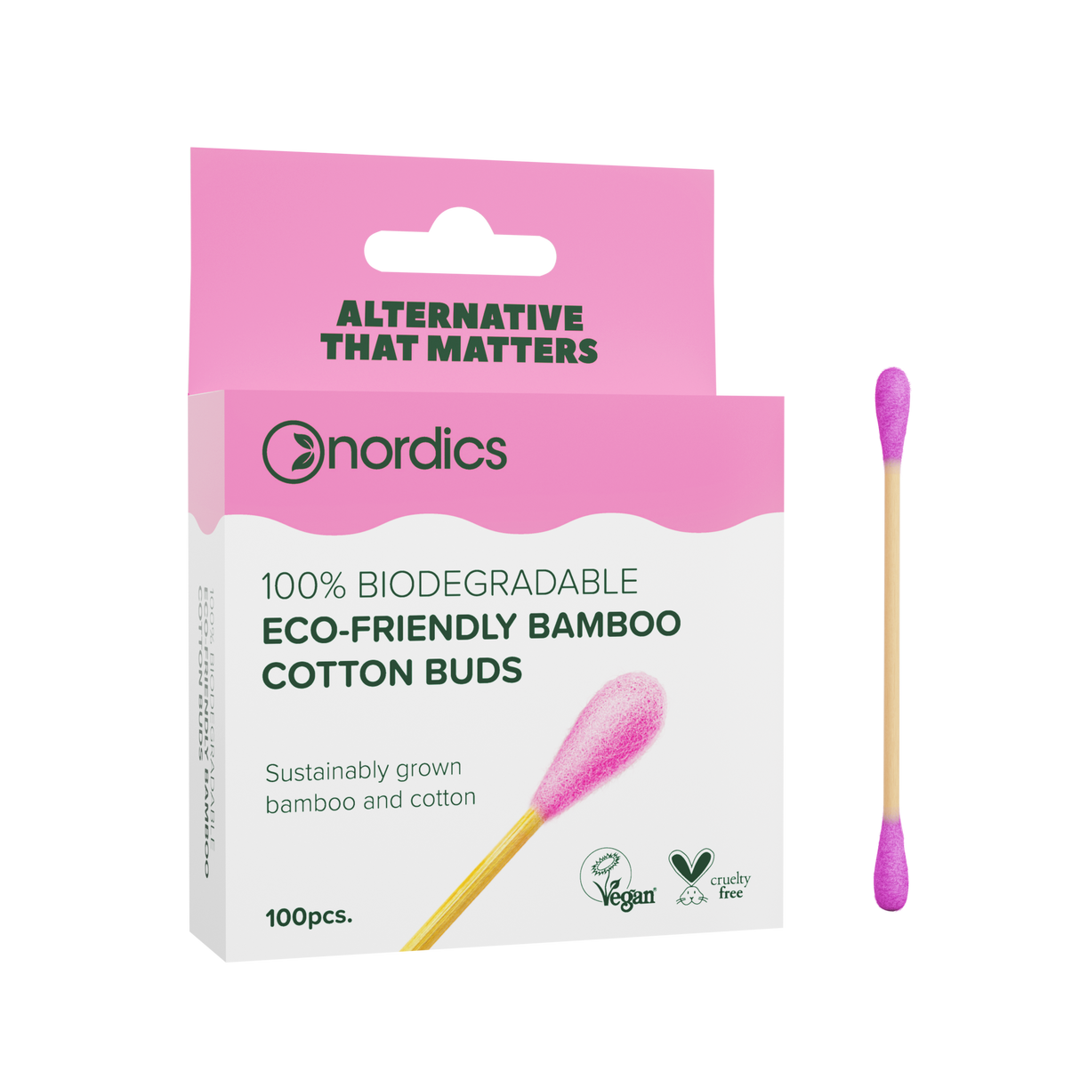 Eco-Friendly Bamboo Cotton Buds Pink